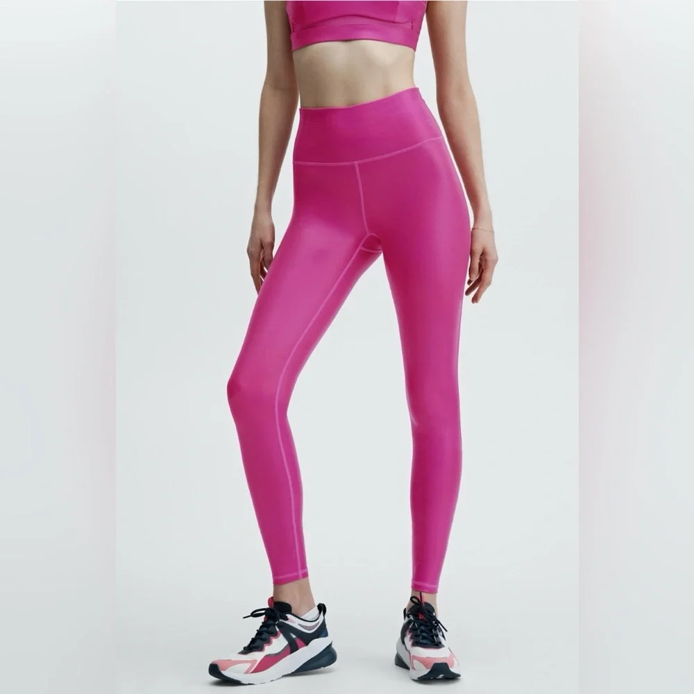 Fabletics Iridescent Dark Fuchsia High-Waisted 7/8 Luxe Legging | XS - Picture 2 of 13